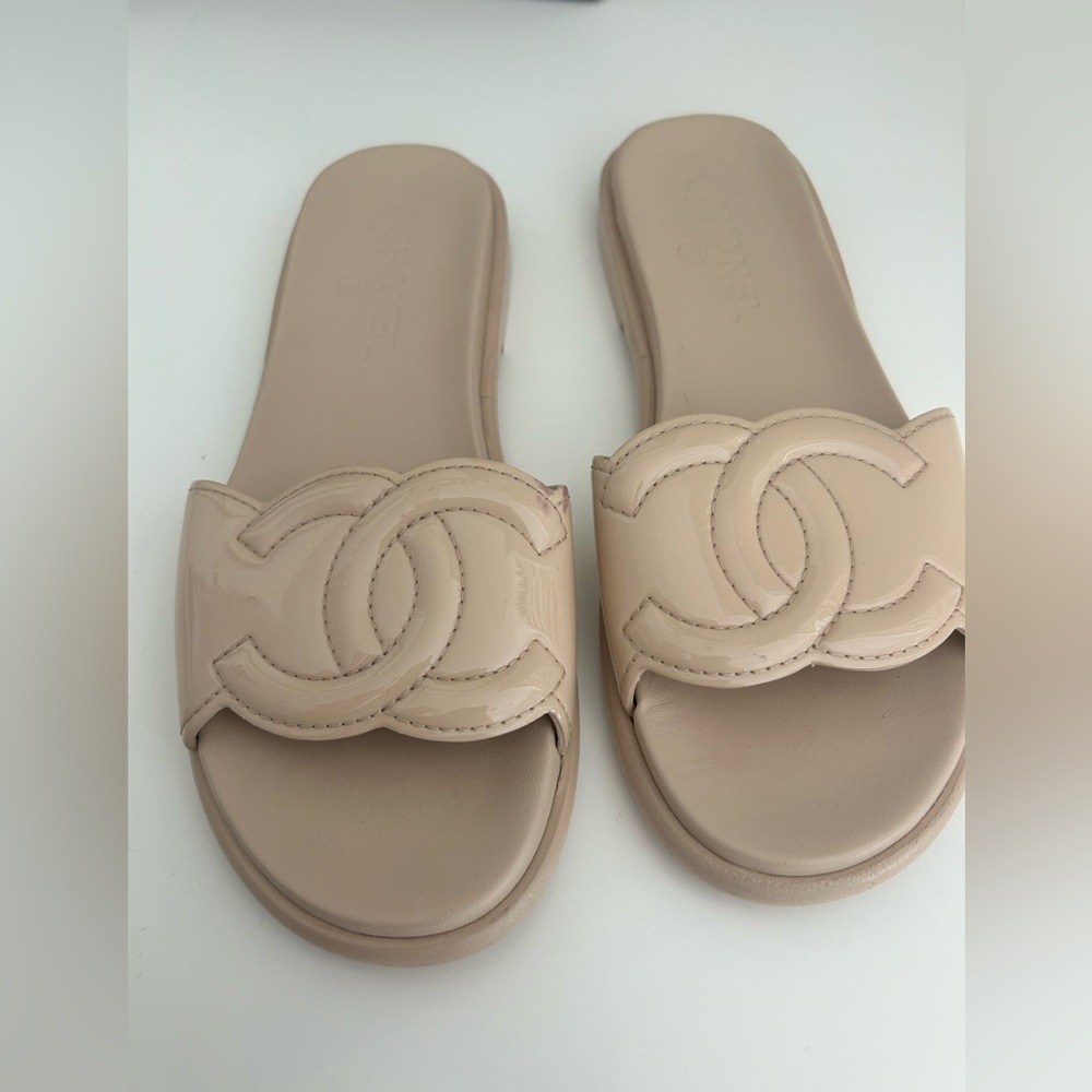 Chanel Beige Slide Sandals - Picture 1 of 16